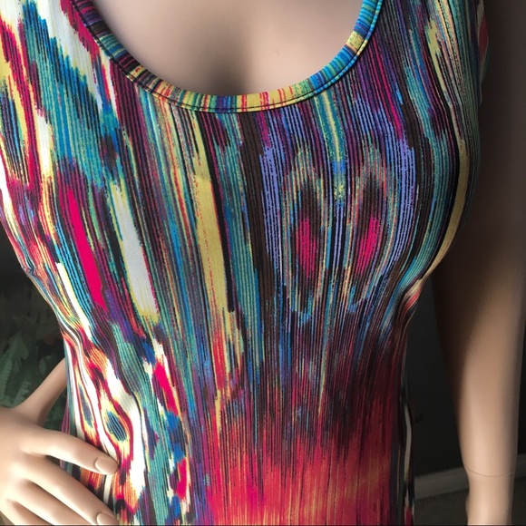 Colorful Sleeveless Maxi Dress w Cross Open Back - Picture 2 of 6